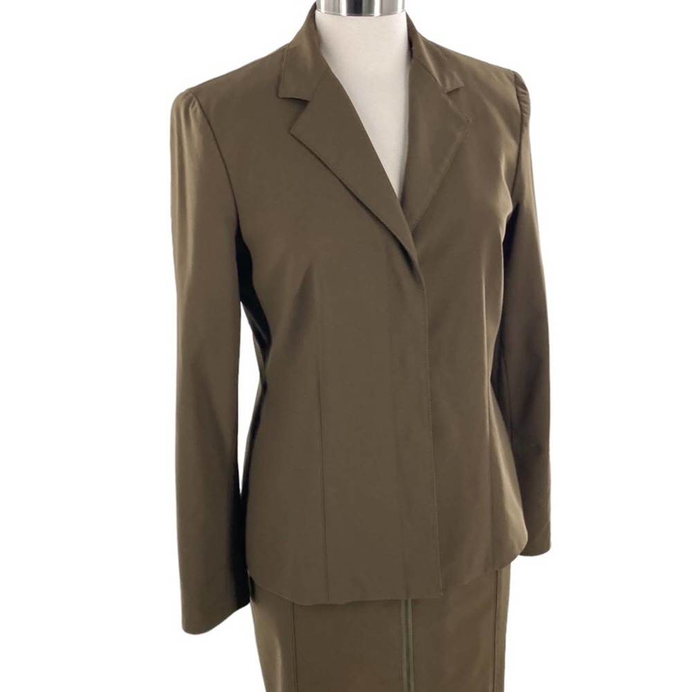 Womyn Womens Olive Drab Snap Front Blazer Made In USA Size 8